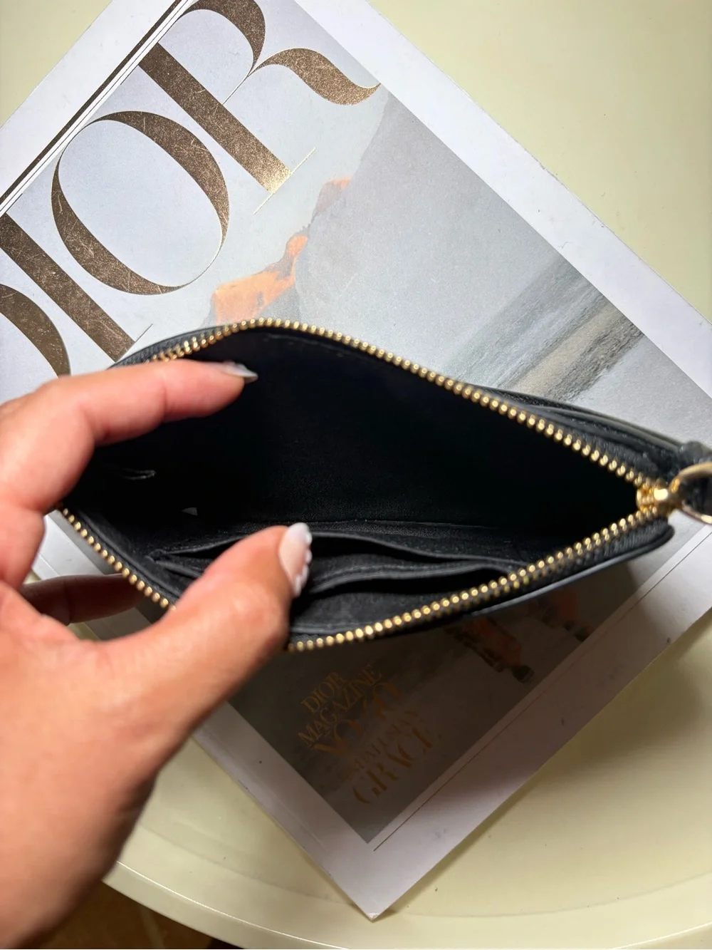 Coach Black Leather Wristlet with Gold Logo